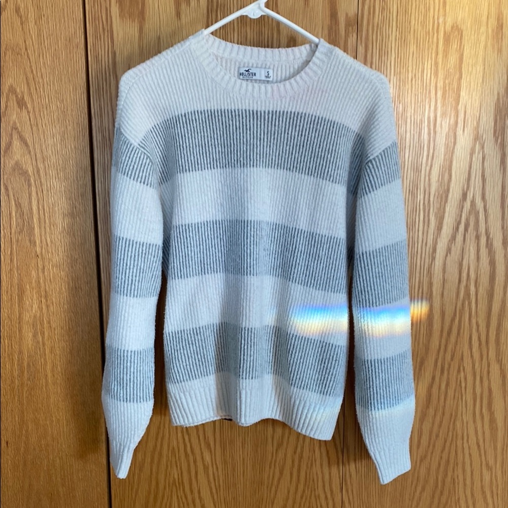 Hollister Crewneck Sweater - Gray and White Stripes. Woman’s size small.